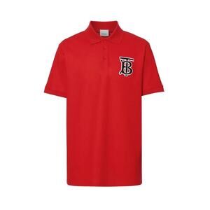 Burberry Red Warren Monogram Large TB Embroidered Short Sleeve Polo Shirt Size S
